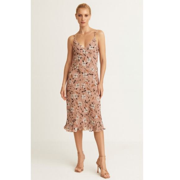 MUNTHE Desert Floral Silk Slip Dress Small Pink NWT - Picture 1 of 9